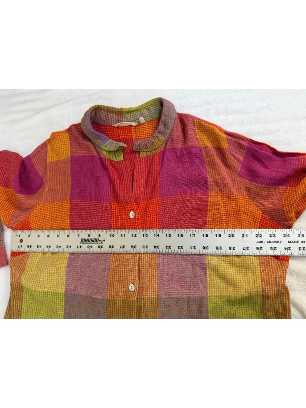 SOFT SURROUNDINGS 1X Multicolor Plaid Button Front Top Gauze Cotton Tunic Shirt